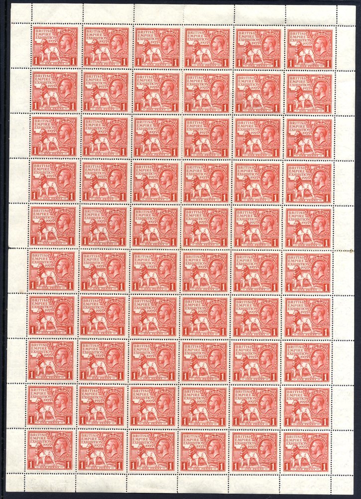 1925 Wembley Exhibition 1d Scarlet Complete UM Sheet Of Sixty, Some Minor Perf Splitting, Odd Tone Mentioned For Accurac - Altri & Non Classificati