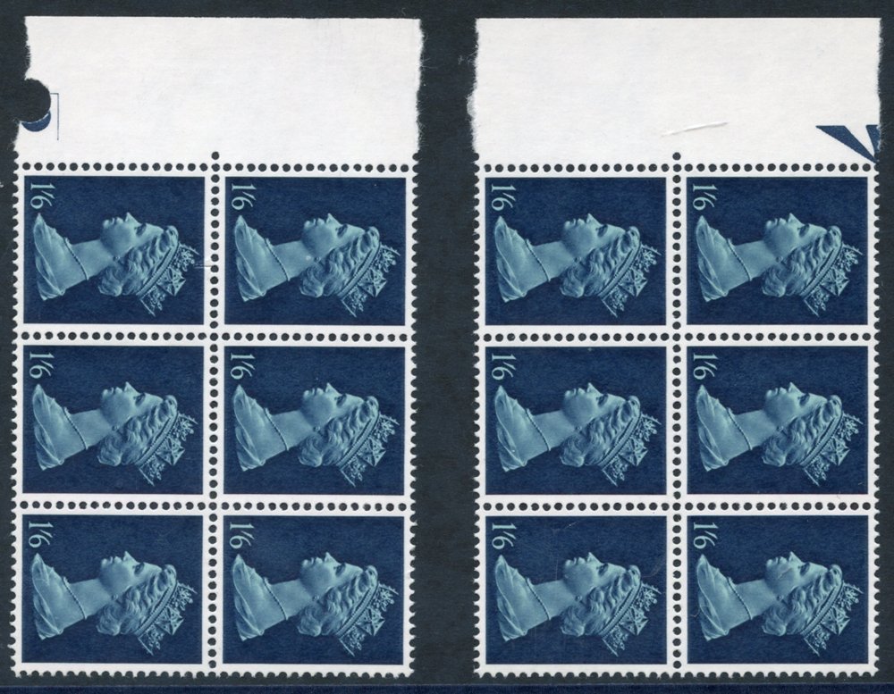 1967 1/6d Greenish Blue & Deep Blue, PVA Gum Phosphor Omitted UM Marginal Blocks Of Six (2), SG.743Evby. (12) Cat. £264 - Altri & Non Classificati