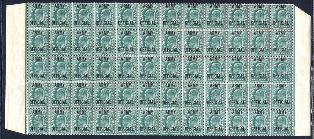 ARMY OFFICIAL 1902-03 ½d Blue Green UM Block Of Sixty (5 Complete Rows With Margins At Both Sides), Gum A Little Toned & - Otros & Sin Clasificación