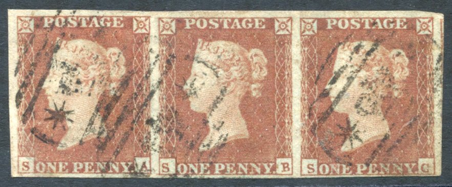 RUSSIA Army Field Offices In The Crimea 1841 1d Red Pl.128 SA-SC Strip Of Three Cancelled Crown Between Stars, Three Str - Altri & Non Classificati
