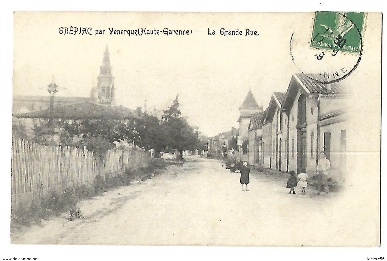 31 GREPIAC PRES DE VENERQUE LA GRANDE RUE 1909 CPA 2 SCANS - Autres & Non Classés