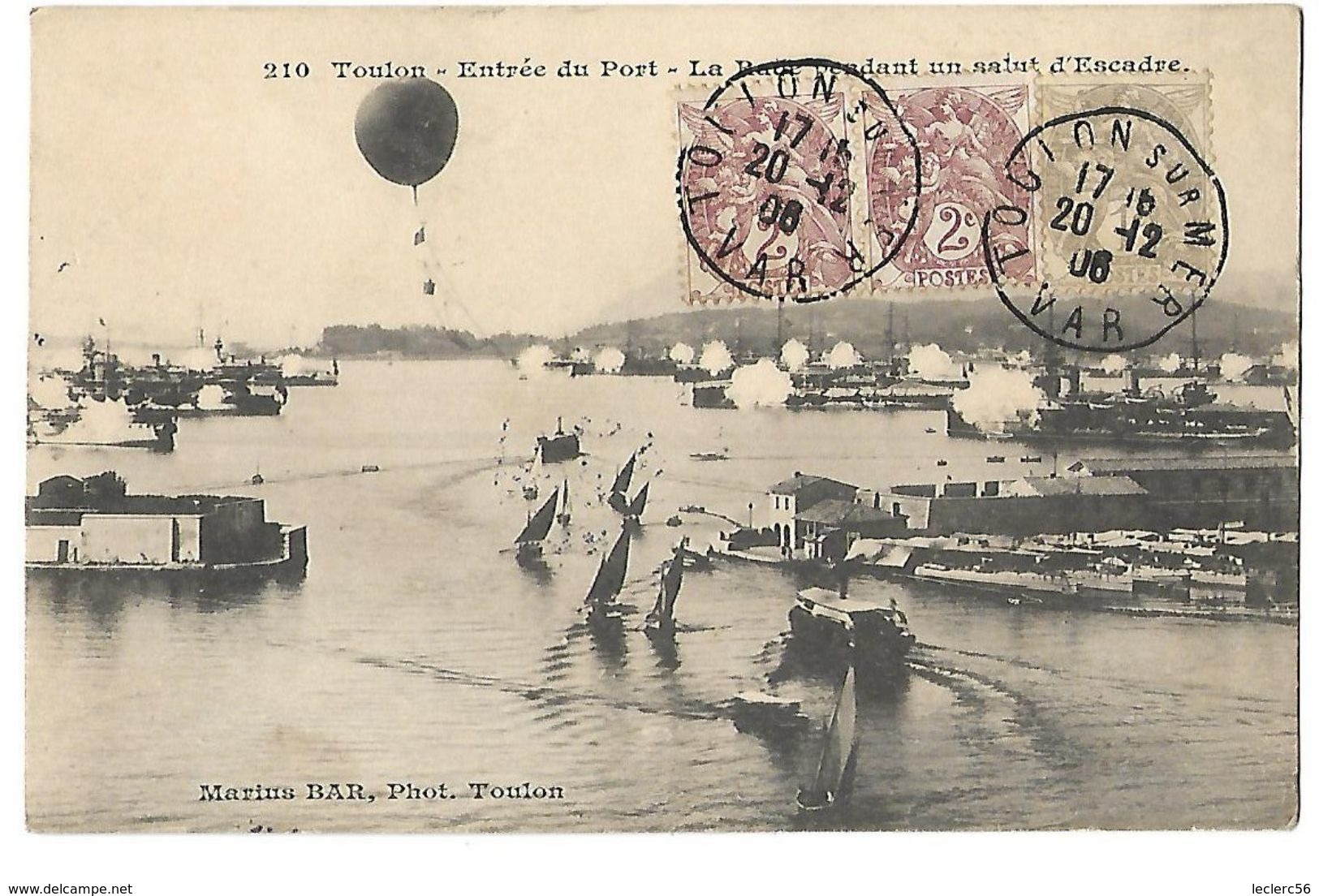 83 TOULON LA BAIE SALUT D'ESCADRE BALLON MONTE CPA 2 SCANS - Toulon