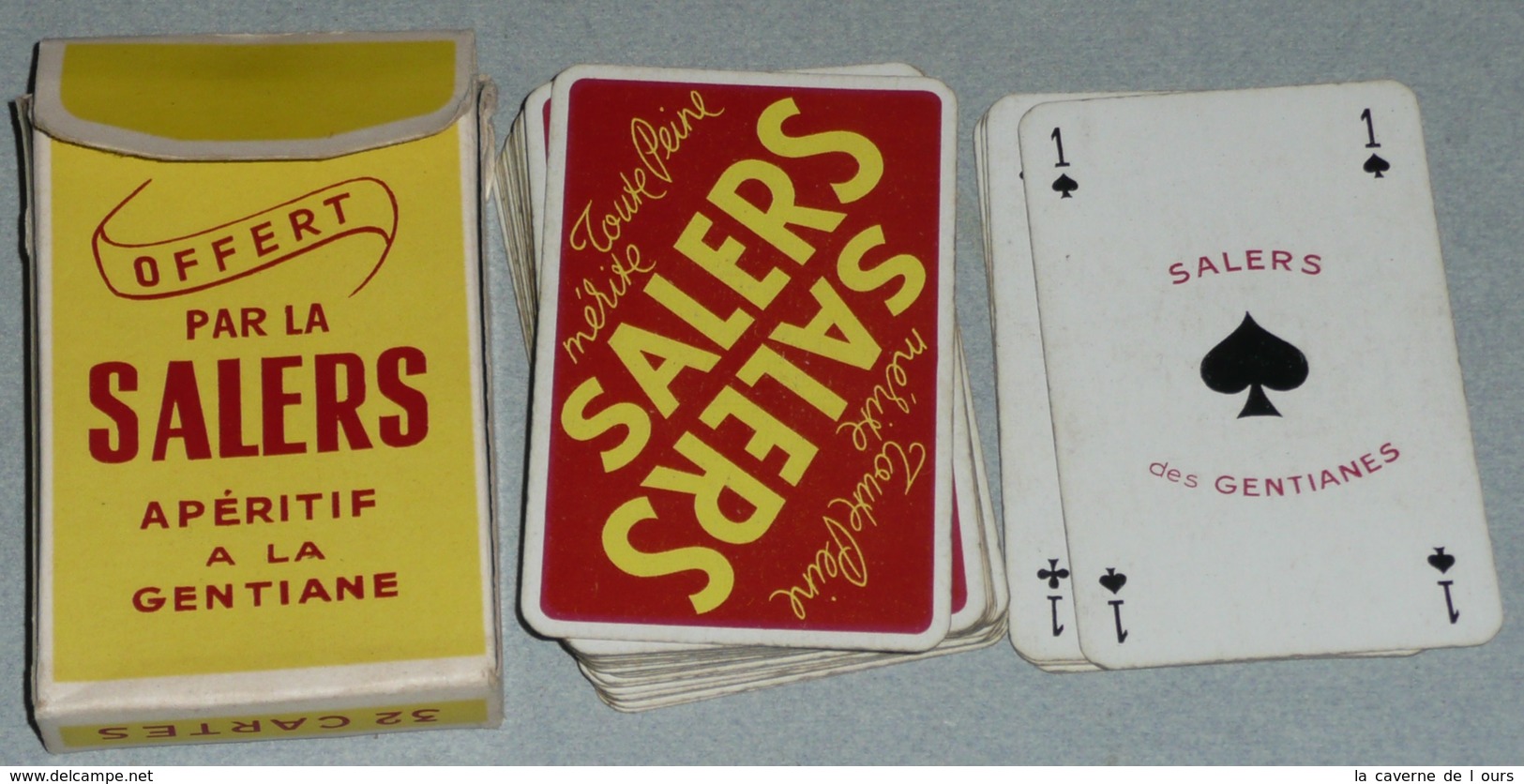 Rare Vintage Jeu De Cartes SALERS Apéritif à La Gentiane En Boite, Gentianes - 32 Cartes