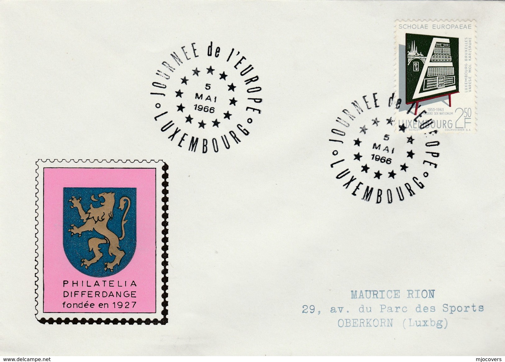 1966 Luxembourg  EUROPE DAY EVENT COVER European School  Stamps European Community - Covers & Documents