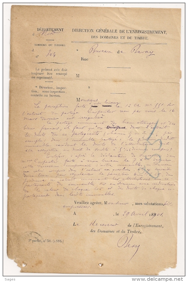 TARIF FRONTALIER, BAVAY Nord Pour FRAMERIES Belgique Sur LAC Au Type SAGE. 3 SCANS. - 1877-1920: Période Semi Moderne