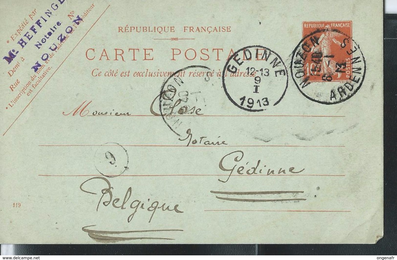 Lot De 10 Entiers Obl. Dans Les Ardennes Pour La Belgique - Lots Et Collections : Entiers Et PAP