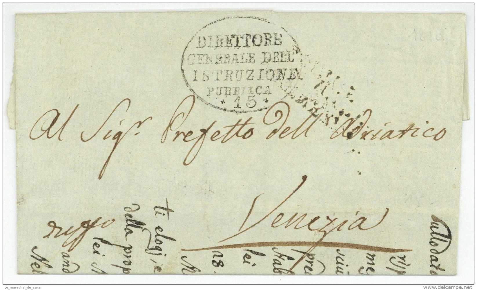 ROYAUME D'ITALIE Franchise Direttore Generale Dell Istruzione Pubblica 15 Pour Venezia LSC De 1810 - 1792-1815: Veroverde Departementen