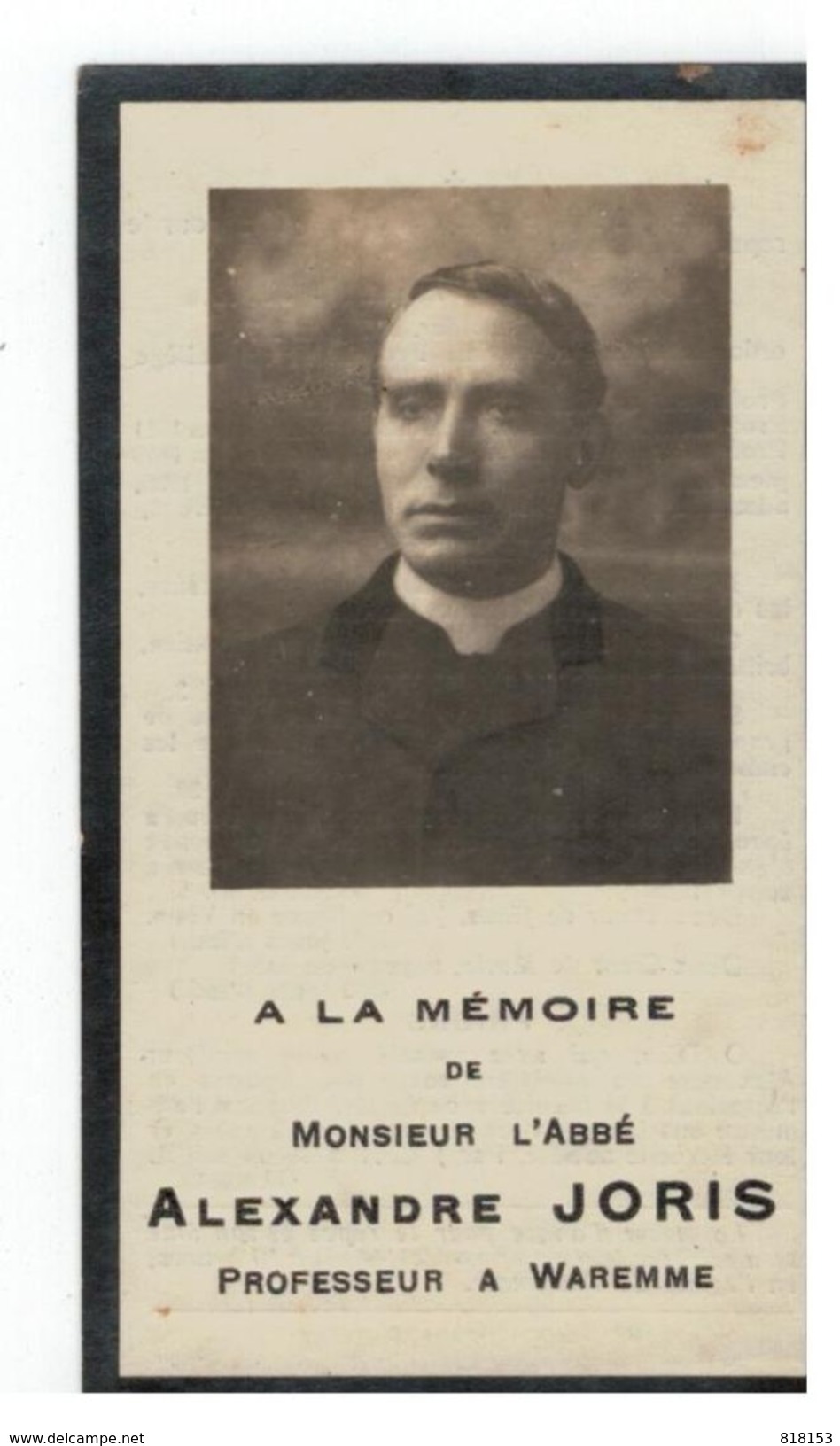 Monsieur L'Abbé Alexandre JORIS,Professeur à Waremme ;né à Viversel-Zolder - Religion & Esotérisme