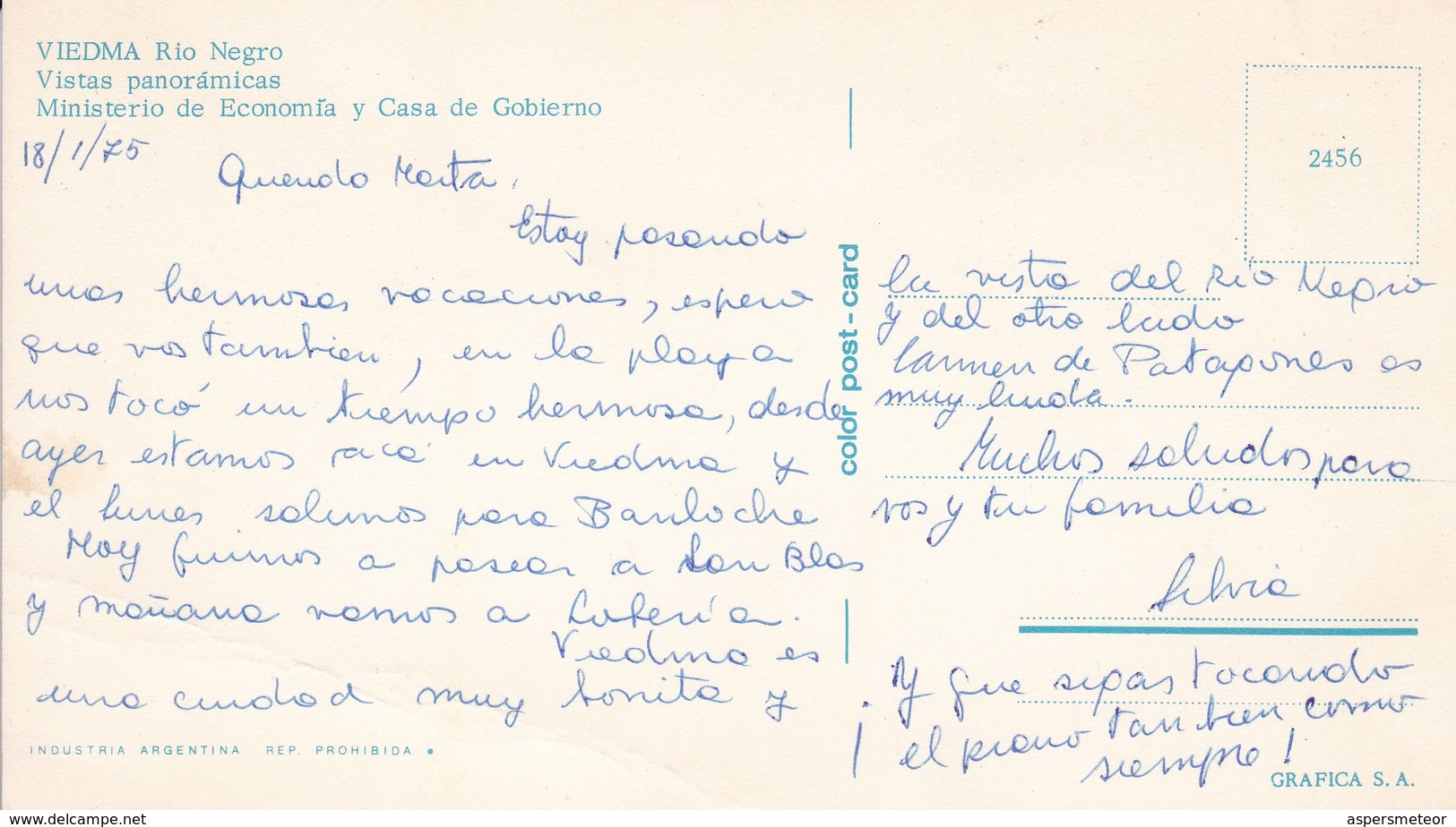 VIEDMA, RIO NEGRO. VISTAS PANORAMICAS, MINISTYERIO DE ECONOMIA Y CASA DE GOBIERNO. COLOR POST CARD.-ARGENTINE-BLEUP - Argentine