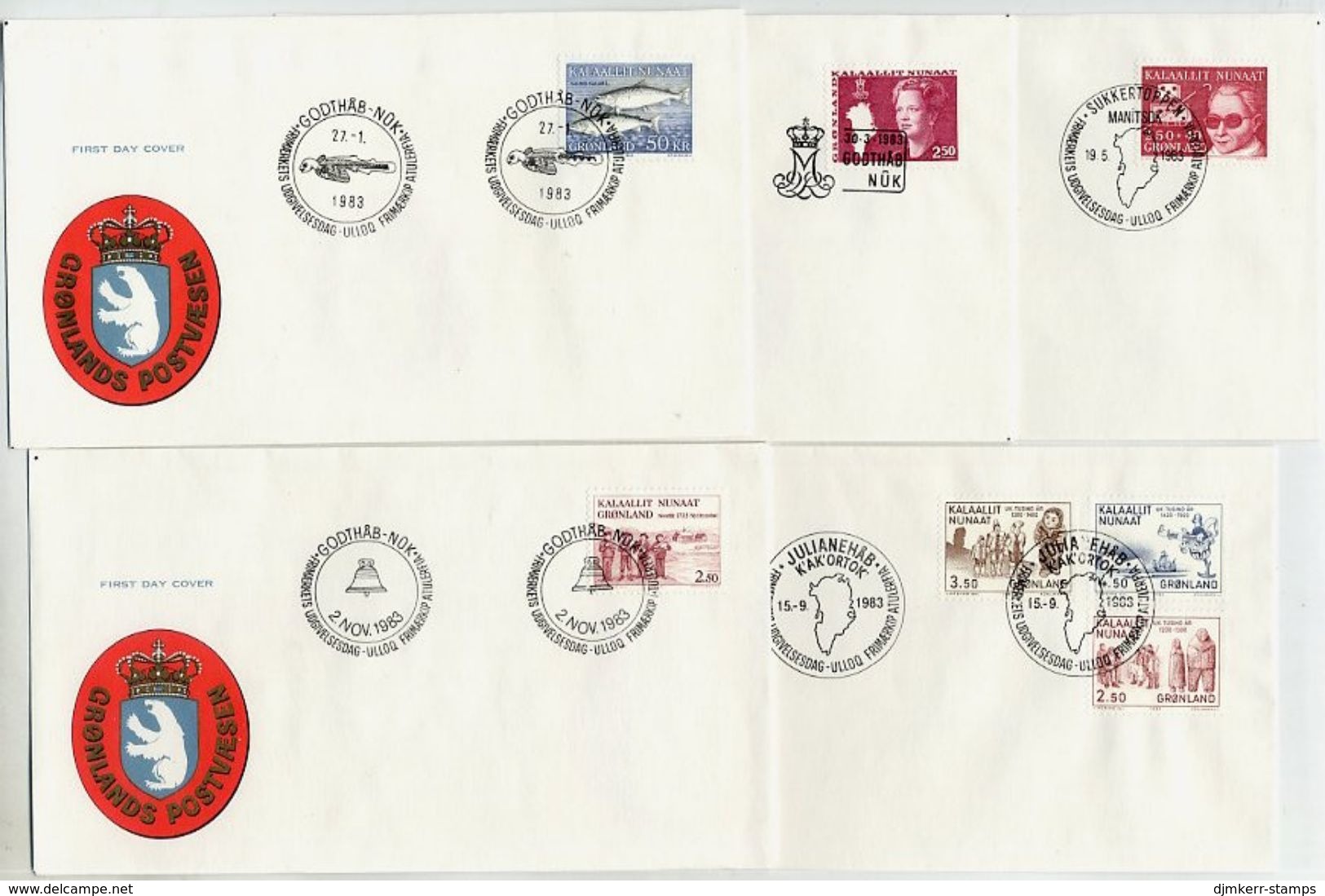 GREENLAND 1983 Complete Issues On FDCs.  Michel 140-46 - FDC