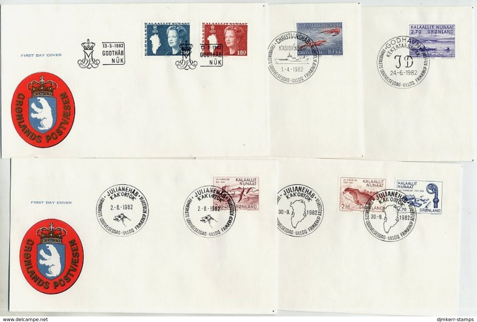 GREENLAND 1982 Complete Issues On FDC.  Michel  133-39 - FDC