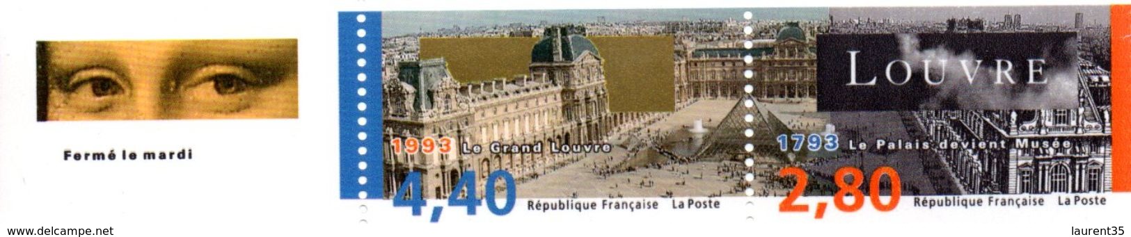 France.dyptique Avec Vignette 2852a.le Louvre.année 1993.neuf Non Plié. - Neufs