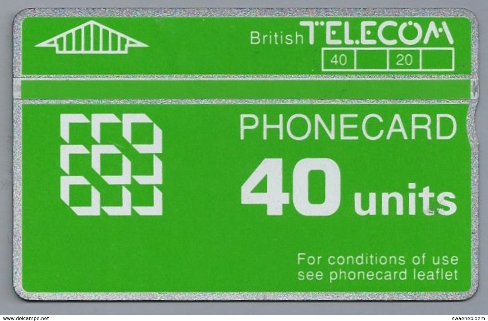 GB.- PhoneCard BT.  FOR CONDITIONS OF USE SEE PHONECARD LEAFLET. 40 Units. 2 Scans - Autres & Non Classés