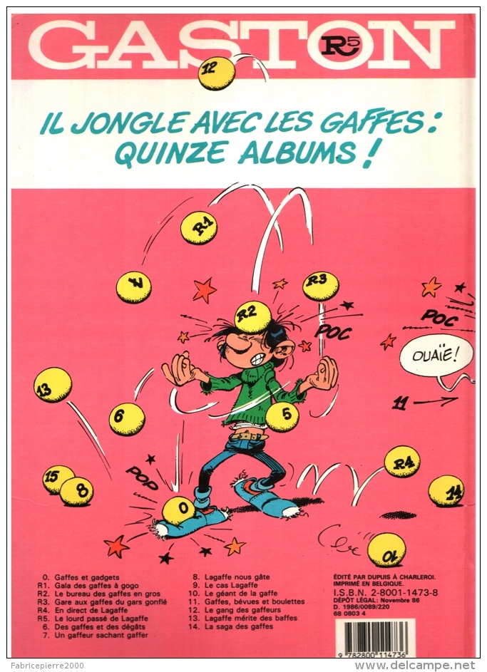 GASTON LAGAFFE R5 Le Lourd Passé De Lagaffe EO 1986 - Editions Originales (langue Française)