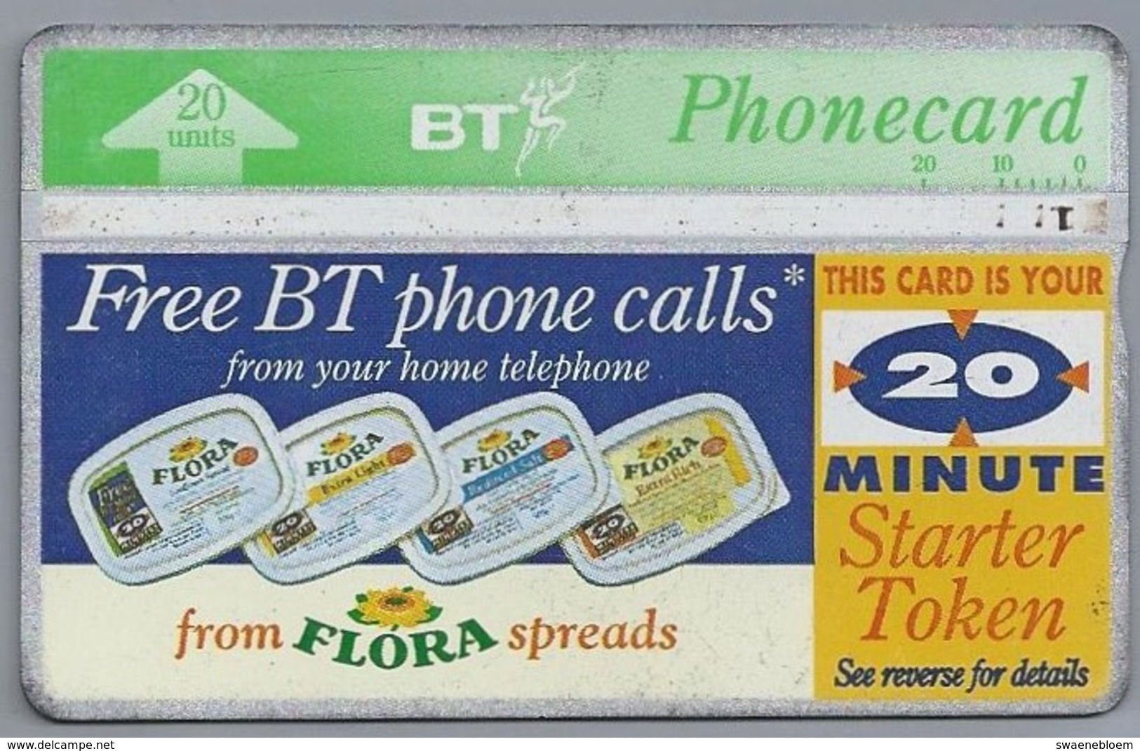 GB.- PhoneCard BT.  Free BT Phone Calls From Your Home Telephone From FLORA Spreads. 20 Units. 2 Scans - Other & Unclassified