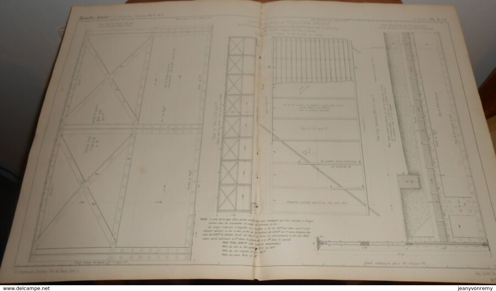 Plan D'un Pont Route Biais En Tôle Et Fers Spéciaux. 1855. - Opere Pubbliche