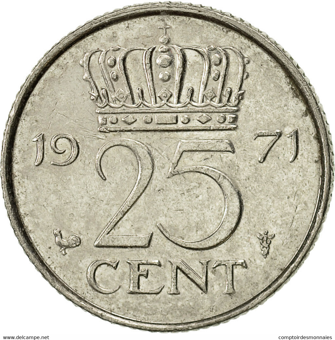 Monnaie, Pays-Bas, Juliana, 25 Cents, 1971, TTB, Nickel, KM:183 - 1948-1980 : Juliana