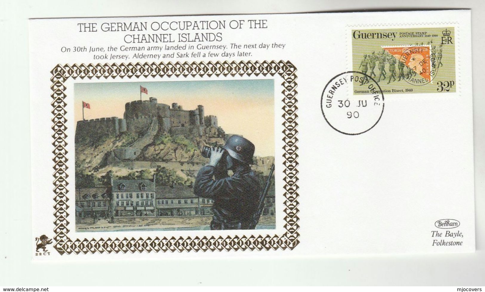 1990 GUERNSEY  Very Ltd EDITION COVER Anniv  GERMAN OCCUPATION   Wwii Event  Stamp On Stamps - Guerre Mondiale (Seconde)