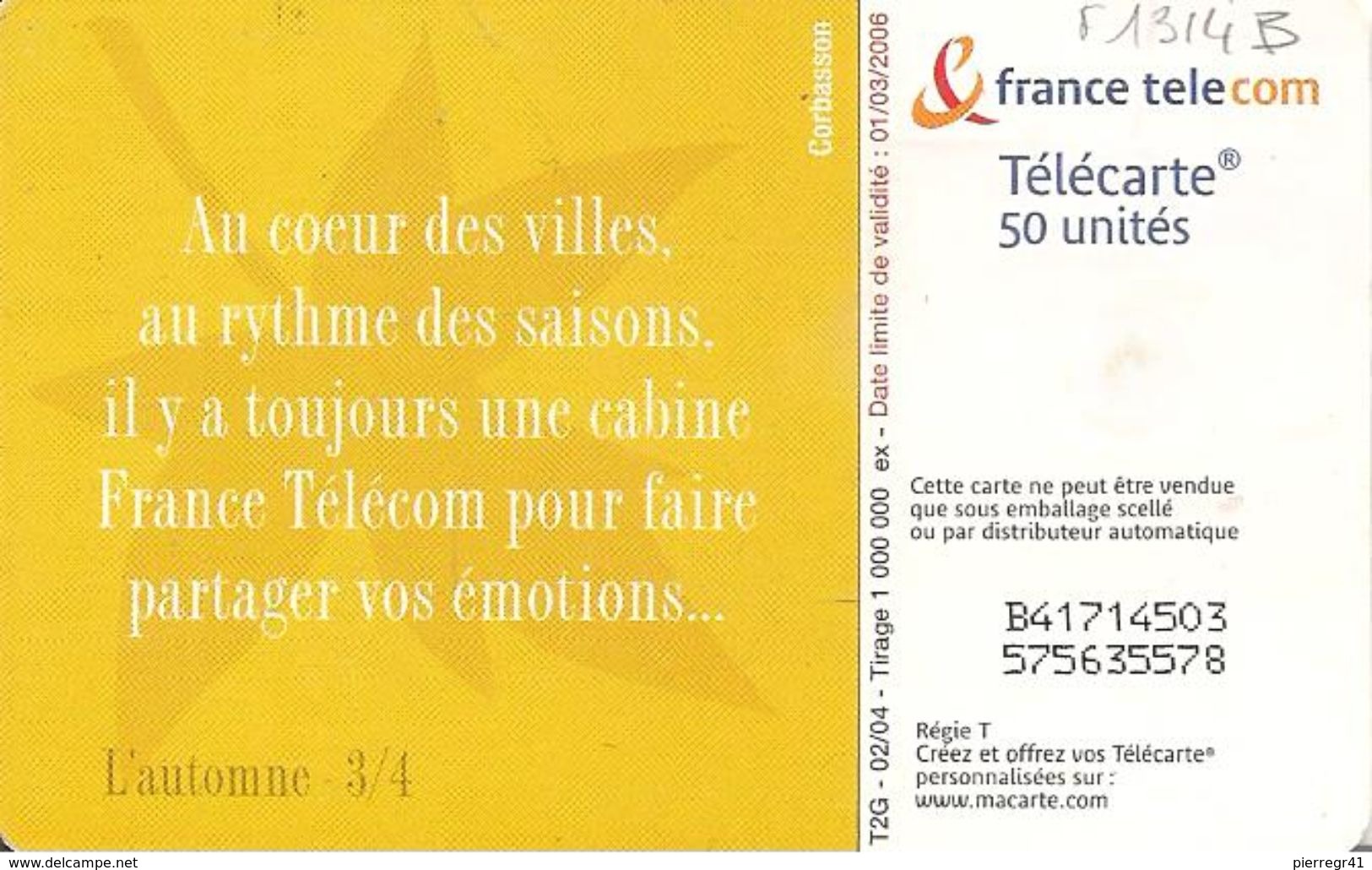 TC-PUBLIC-F1314B-50U-GEM2-02/04-LA VILLE 3-TBE-RARE - 2004