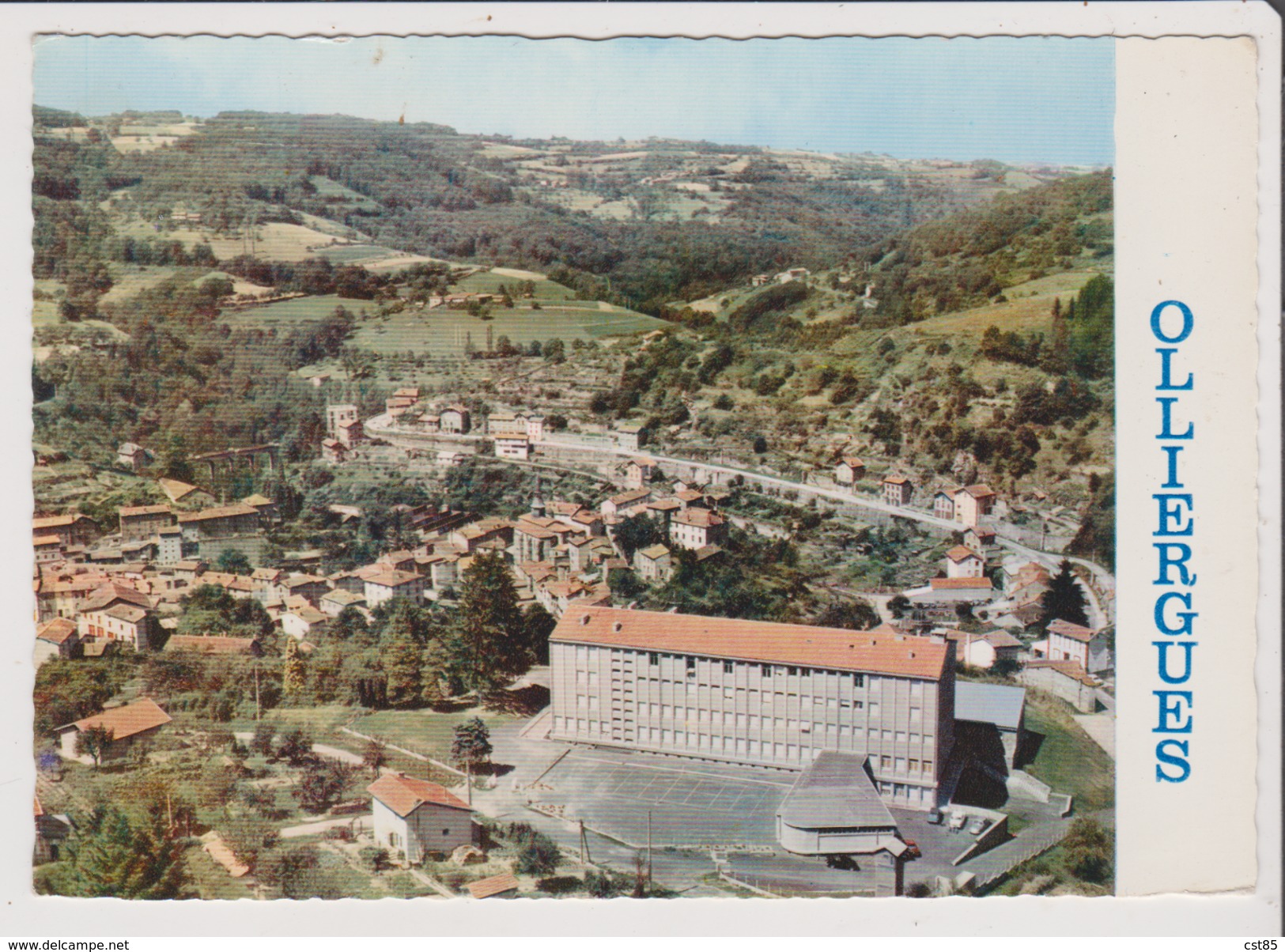 CPSM Grand Format - OLLIERGUES - Vue Générale Est - En Premier Plan Le C E G - Olliergues