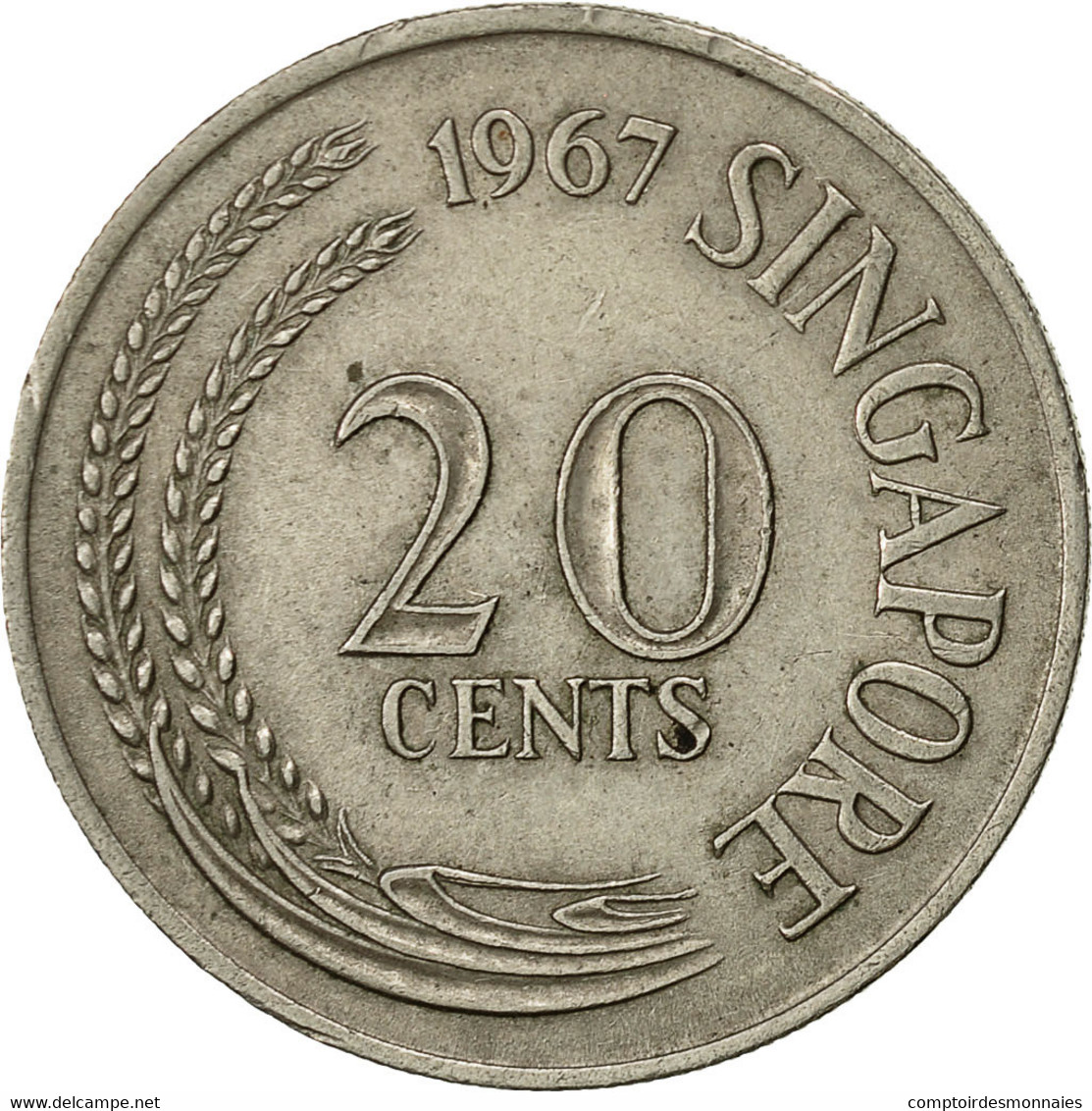 Monnaie, Singapour, 20 Cents, 1967, Singapore Mint, TTB, Copper-nickel, KM:4 - Singapour