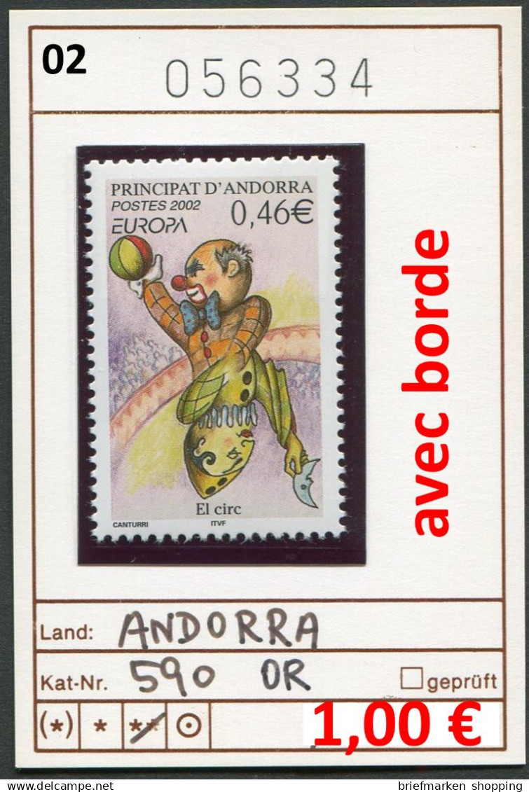 Andorre Francaise - Andorra - Michel 590 - ** Mnh Neuf Postfris - CEPT - Neufs