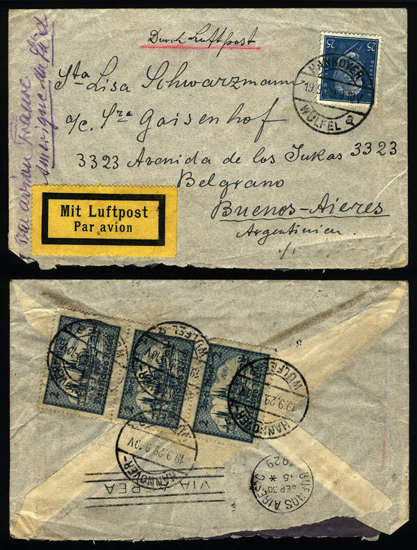 GERMANY: Airmail Cover Sent From Hannover To Argentina On 19/SE/1929 By Air France, - Andere & Zonder Classificatie