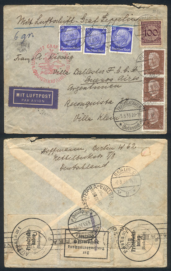 GERMANY: Cover Franked With 3.25Mk., Sent From Berlin To Argentina On 2/AU/1933, Wi - Other & Unclassified