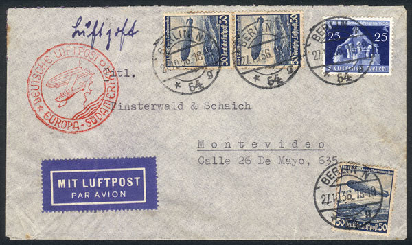 GERMANY: Cover Franked With 1.75Mk., Sent From Berlin To Uruguay On 27/OC/1936, Wit - Andere & Zonder Classificatie