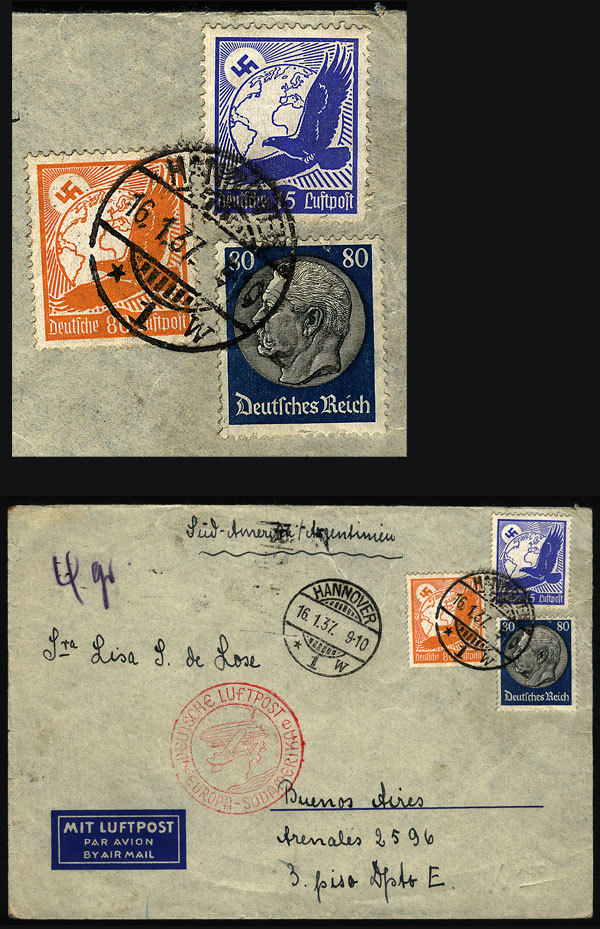 GERMANY: Airmail Cover Sent From Hannover To Argentina On 16/JA/1937 Franked With 1 - Other & Unclassified