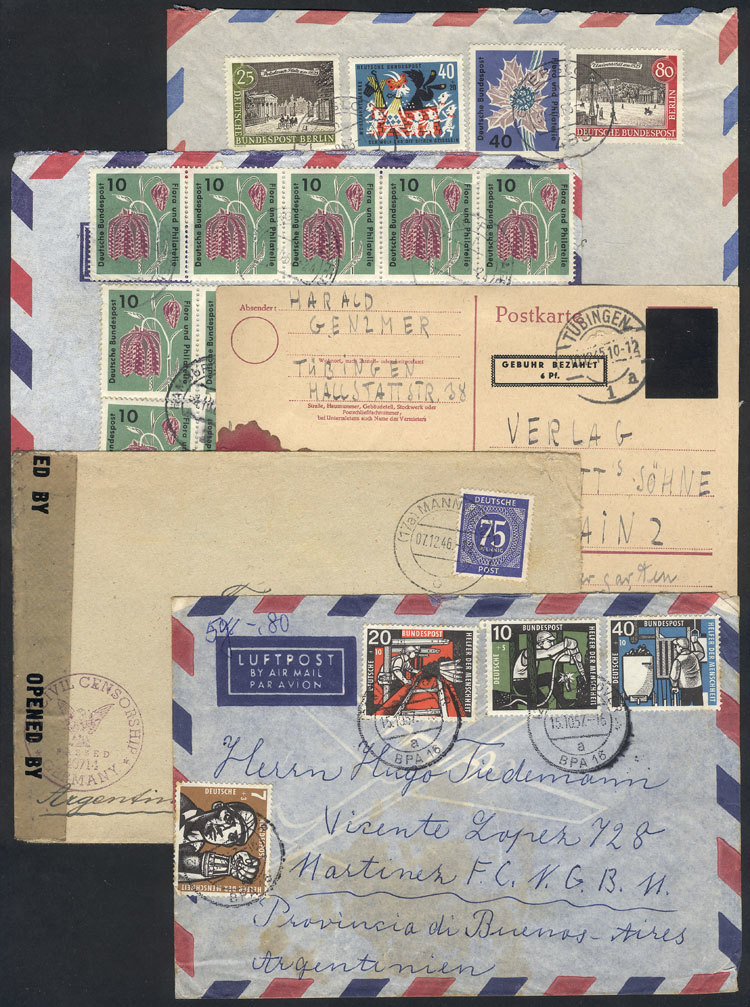 GERMANY: 5 Covers Or Cards Mailed Between 1945 And 1963, Most With Defects, Low Sta - Autres & Non Classés