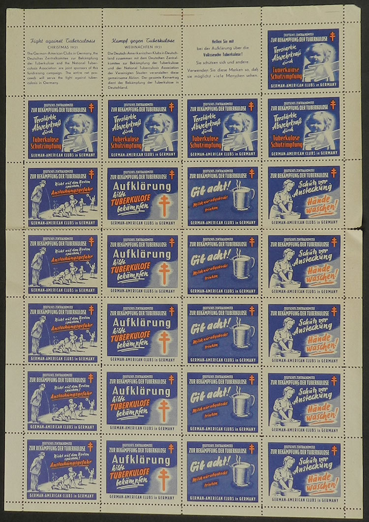 GERMANY: FIGHT AGAINST TUBERCULOSIS: 1951 Issue, Complete Sheet Of 5 Sets With 3 L - Autres & Non Classés