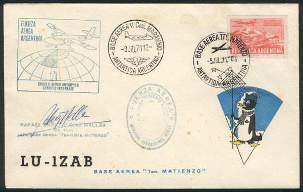 ANTARCTICA: 9/JUL/1971: Argentina Air Force, Antarctic Airmail, Inter-base Service. - Other & Unclassified