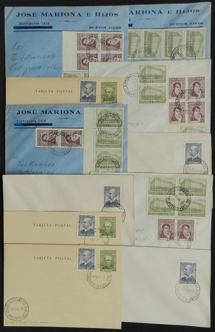 ARGENTINE ANTARCTICA: 11 Covers Or Cards With Postmarks Of ORCADAS DEL SUR Antarcti - Other & Unclassified