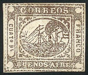 ARGENTINA: GJ.7, Proof Of 4P. In Grayish Dun Eventually Issued In Red, Position 40, - Buenos Aires (1858-1864)