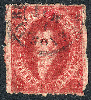 ARGENTINA: GJ.26, Typical Example Of 5th Printing, Dark Carmine, Thick Paper, Excel - Gebruikt