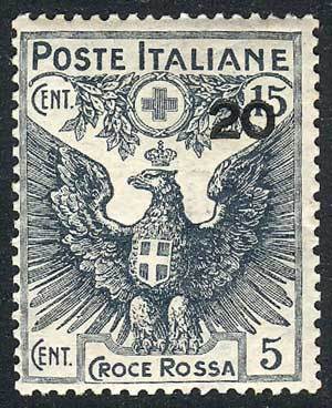 ITALY: Sc.B4, 1916 Red Cross 20c. On 5c., Mint Never Hinged, VF, Catalog Value US$5 - Zonder Classificatie