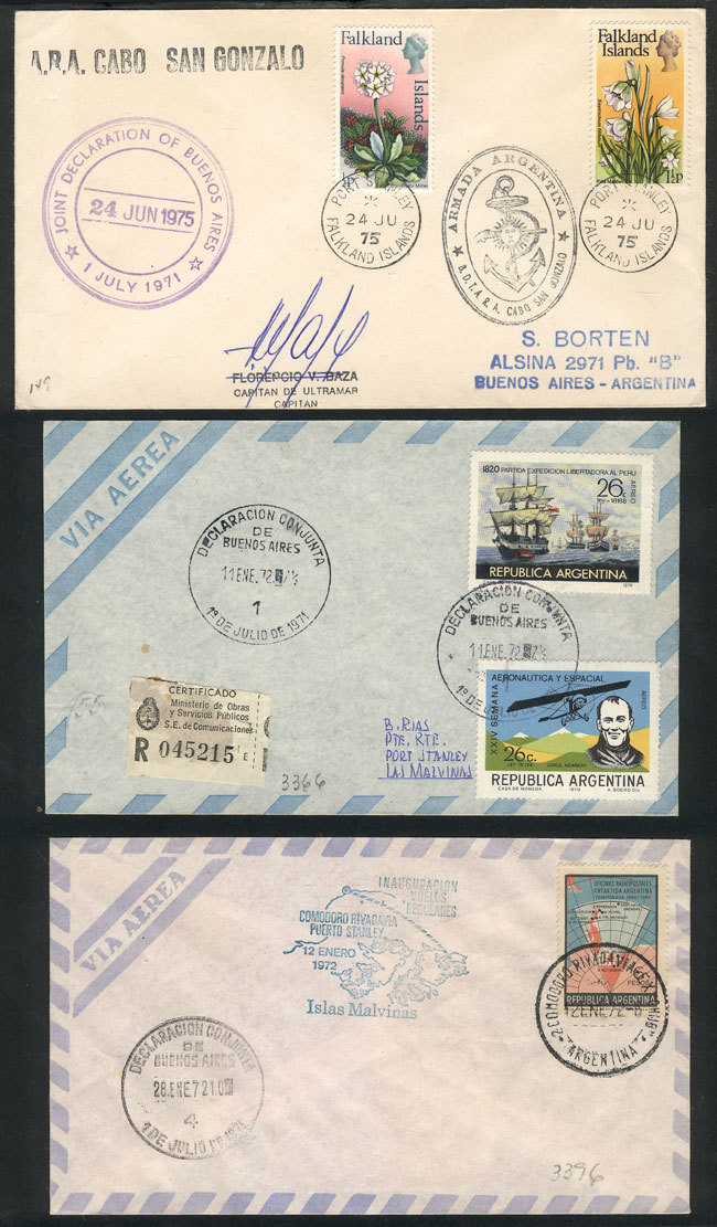 FALKLAND ISLANDS/MALVINAS: 3 Covers Posted Between Buenos Aires And Port Stanley, W - Falklandeilanden