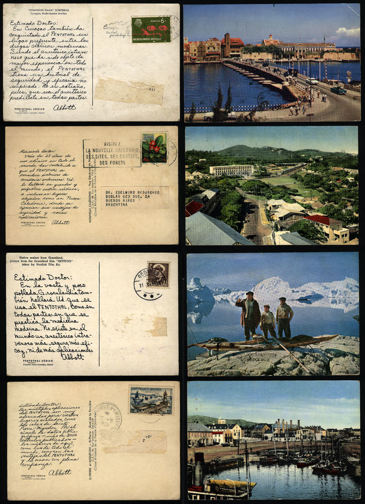 WORLDWIDE: DEAR DOCTOR: 4 Postcards Sent To Argentina In 1959 From New Caledonia, N - Andere & Zonder Classificatie