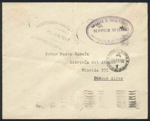 URUGUAY: Cover Of The Ministry Of Publich Health Sent Stampless To Argentina On 25/ - Uruguay