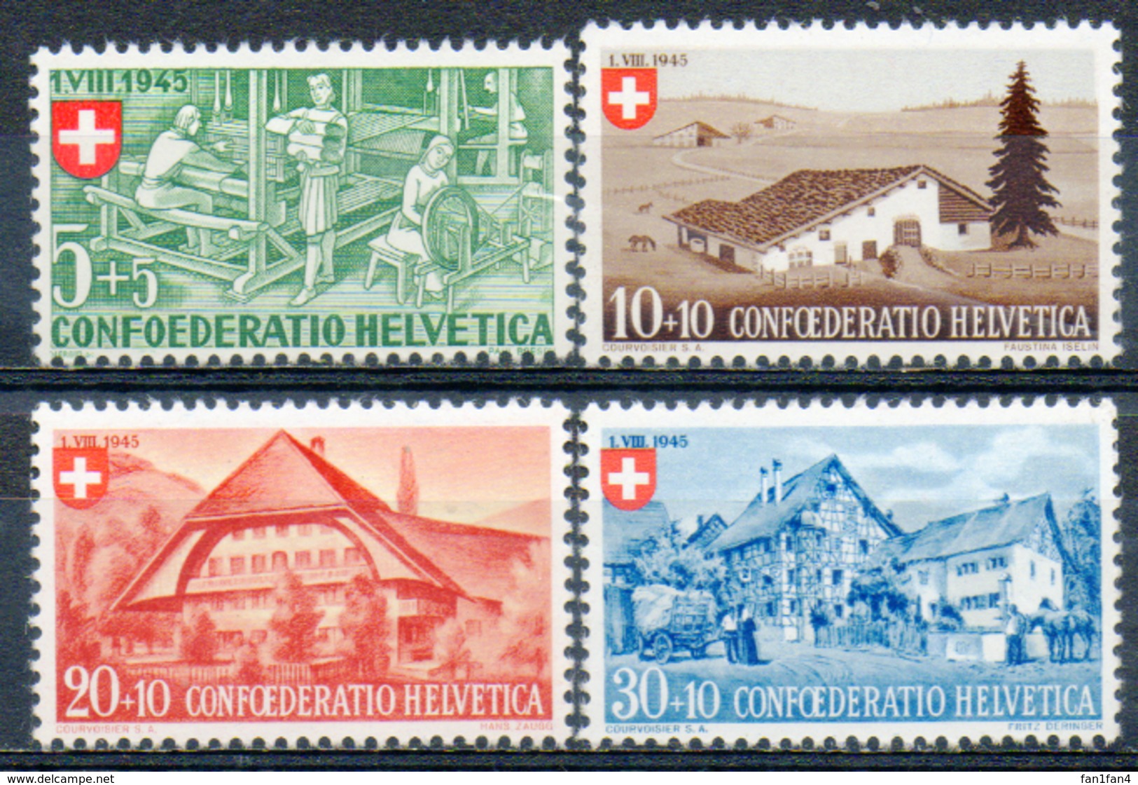 SUISSE - (Postes Fédérales) - 1945 - N° 419 à 422 - (Fête Nationale. Emis Au Profit Des Mères Nécessiteuses) - Neufs