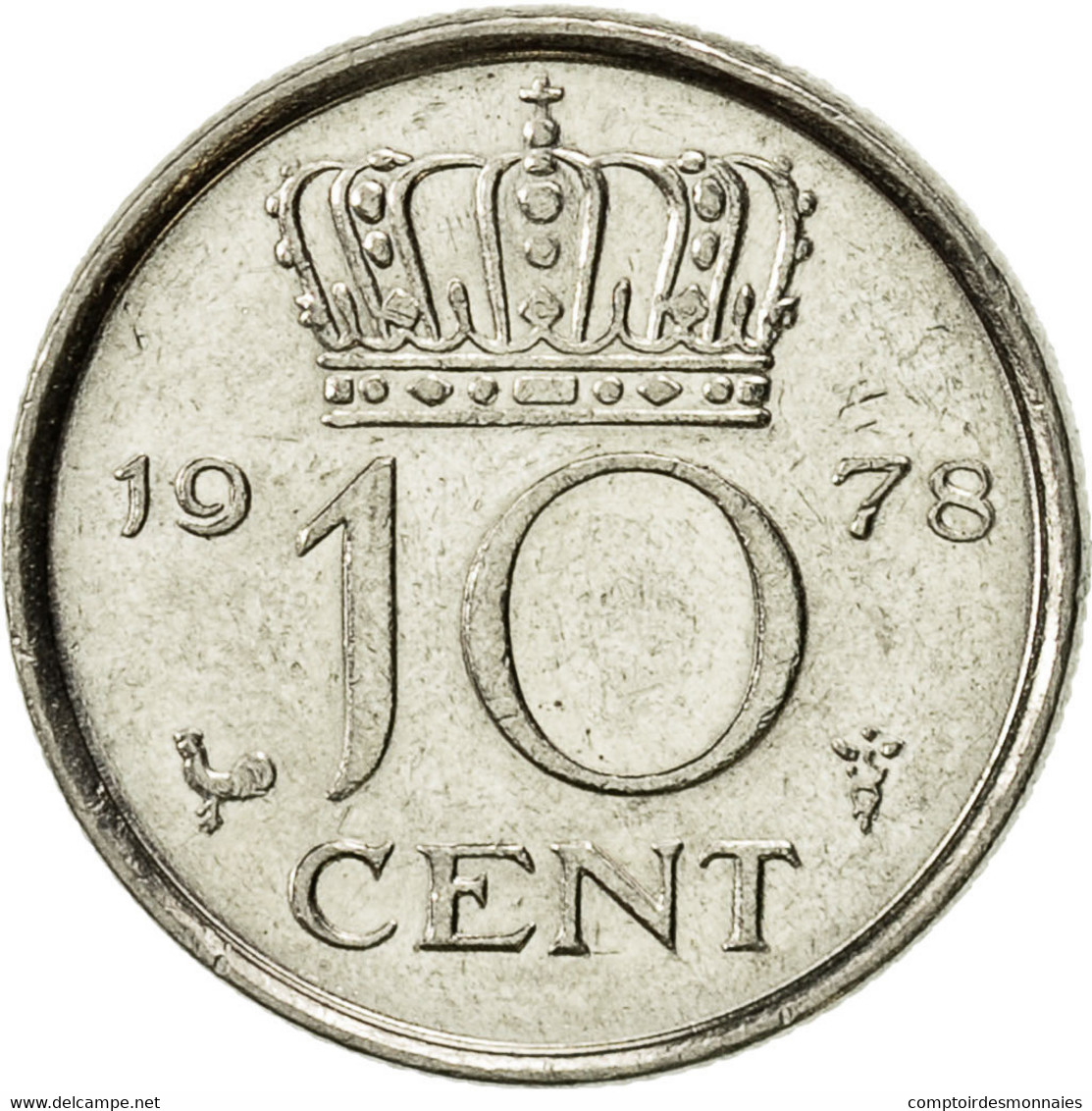 Monnaie, Pays-Bas, Juliana, 10 Cents, 1978, SUP, Nickel, KM:182 - 1948-1980 : Juliana