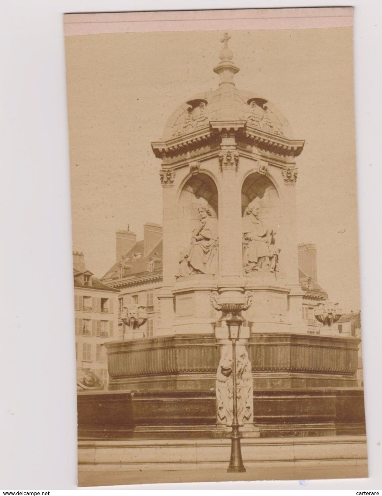 PHOTO ANCIENNE,1880,75,PARIS,SAINT SULPICE,ODEON,FONTAINE,SULPICE LE PIEUX,MONUMENT - Places