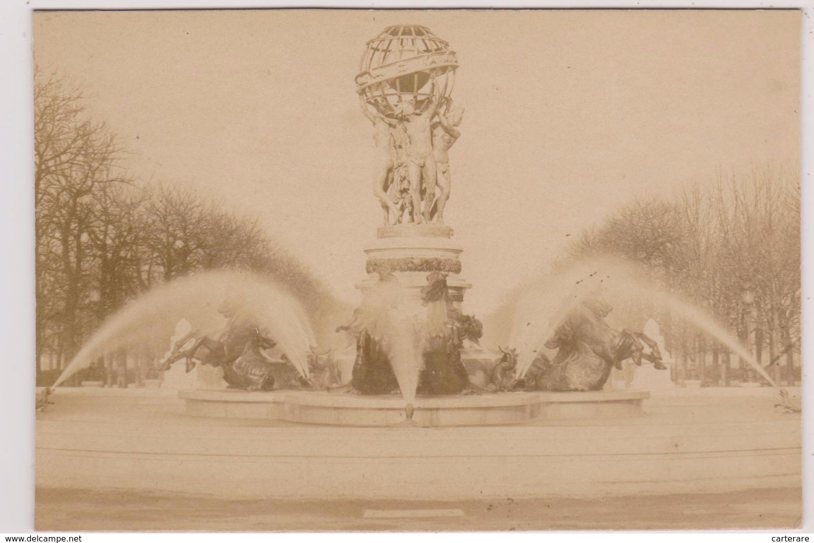 PHOTO ANCIENNE,1874,75,PARIS,JARDIN DE MARCO POLO,FONTAINE DE L'OBSERVATOIRE,SCULPTURE JEAN BAPTISTE CARPEAUX - Places