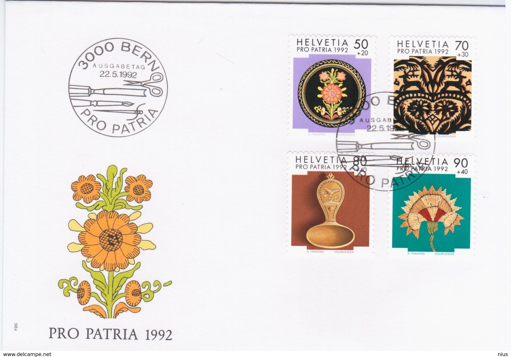 Switzerland Swiss Schweiz Svizzera Helvetia 1992 FDC Pro Patria, Folk Art - FDC