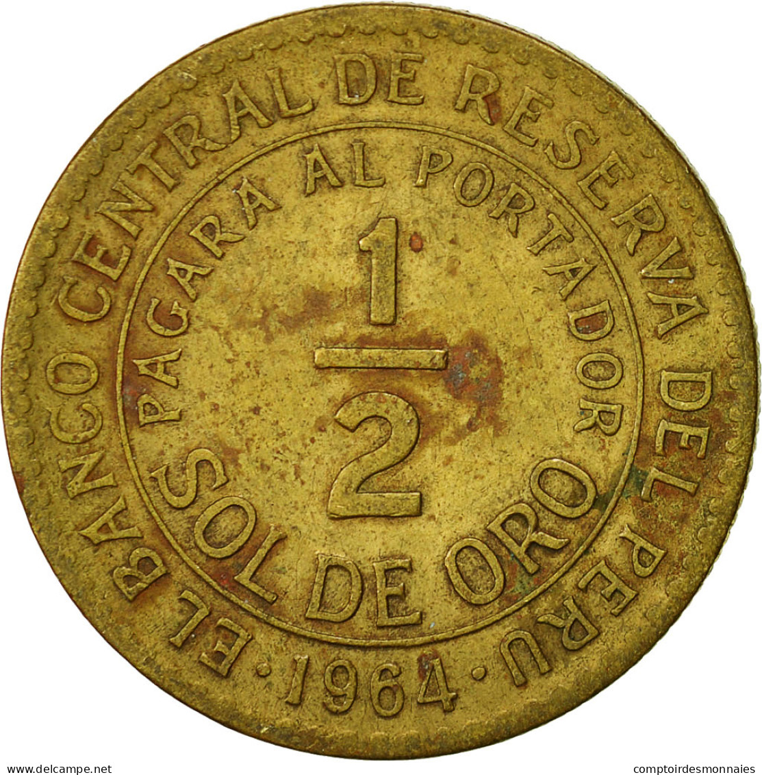 Monnaie, Pérou, 1/2 Sol, 1964, Lima, TB+, Laiton, KM:220.5 - Pérou