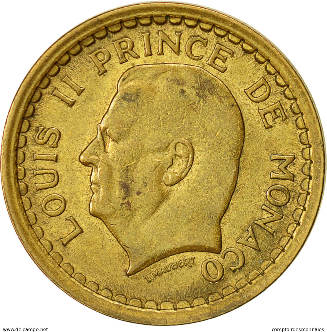 Monnaie, Monaco, Louis II, Franc, Undated (1945), Poissy, TTB, Aluminum-Bronze - 1922-1949 Louis II