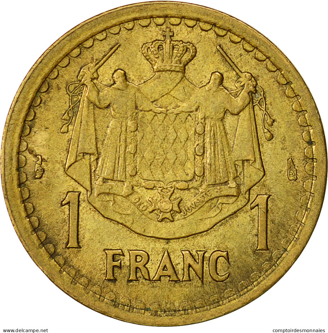 Monnaie, Monaco, Louis II, Franc, Undated (1945), Poissy, TTB, Aluminum-Bronze - 1922-1949 Louis II