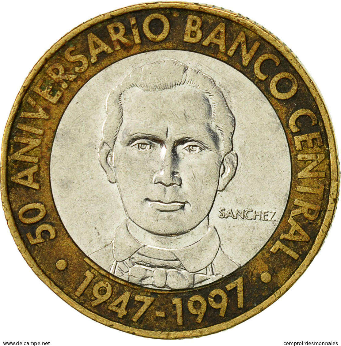 Monnaie, Dominican Republic, 5 Pesos, 1997, TTB, Bi-Metallic, KM:88 - Dominikanische Rep.