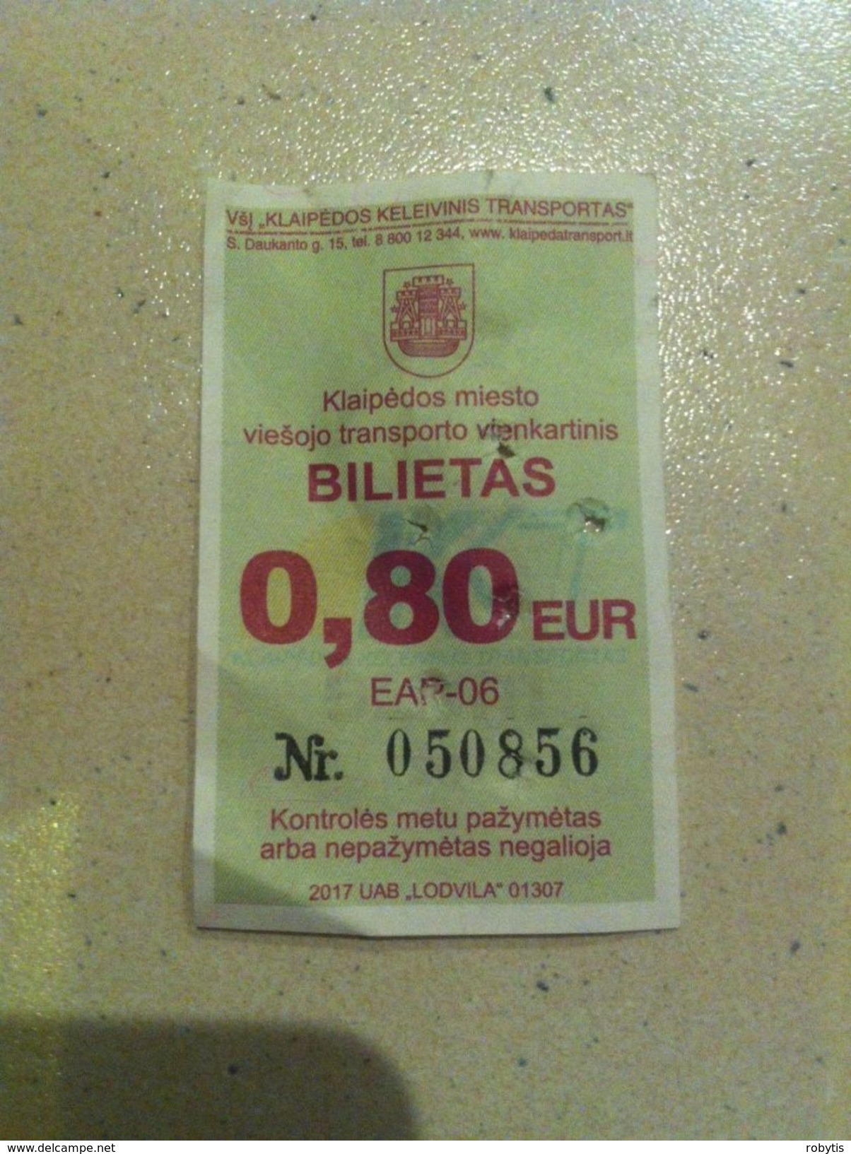 Lithuania Litauen Bus Ticket City Klaipeda Memel 2017 - Europa